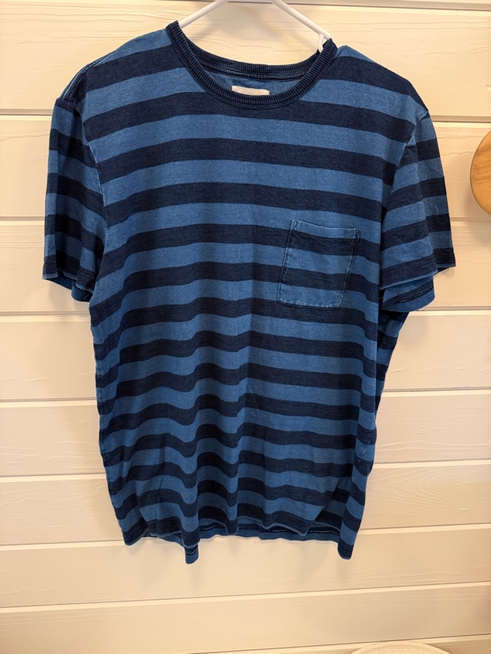 Taylor Stitch Navy & Chambray Striped Pocket Tee